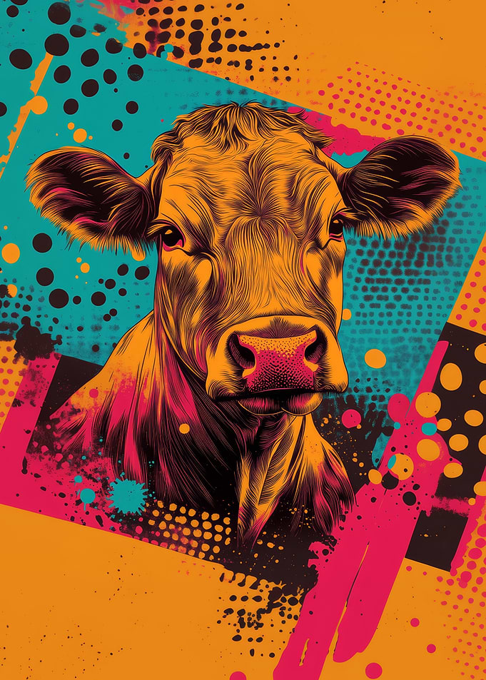 Colorful Cow Portrait | Vibrant Farm Animal Art
