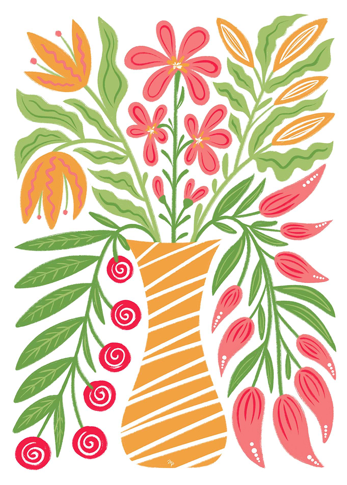Bold Floral Still Life Vase