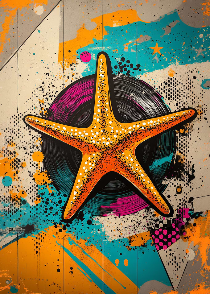 Starfish Pop Art | Coastal Pop Marine Poster