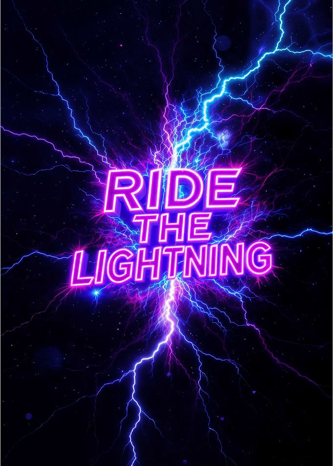 Ride the Lightning - Electrifying Neon Text Art Poster