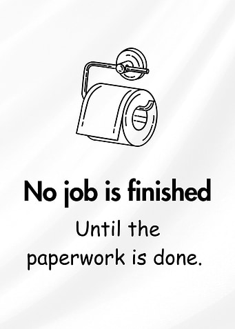 Funny Bathroom Sign: Paperwork Humor
