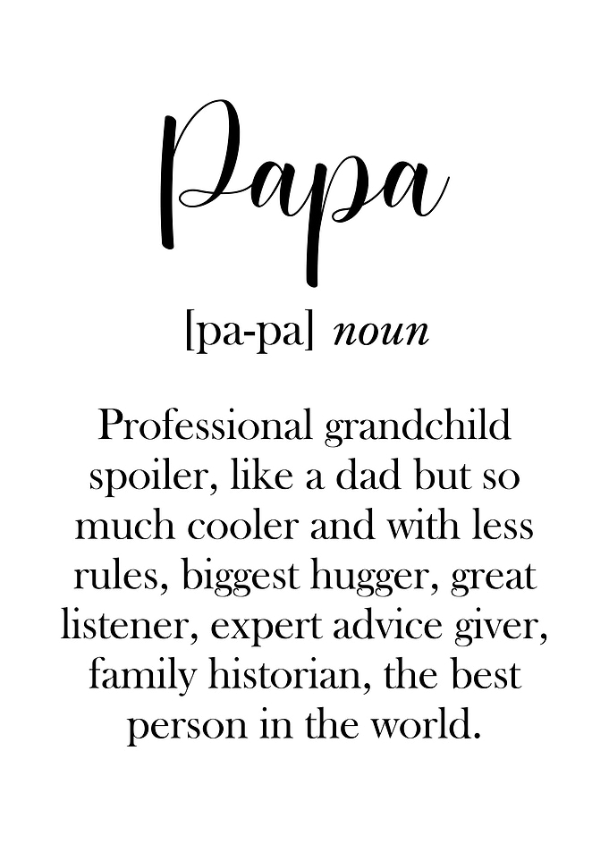 Papa Definition Funny Grandfather Gift Sentimental Family