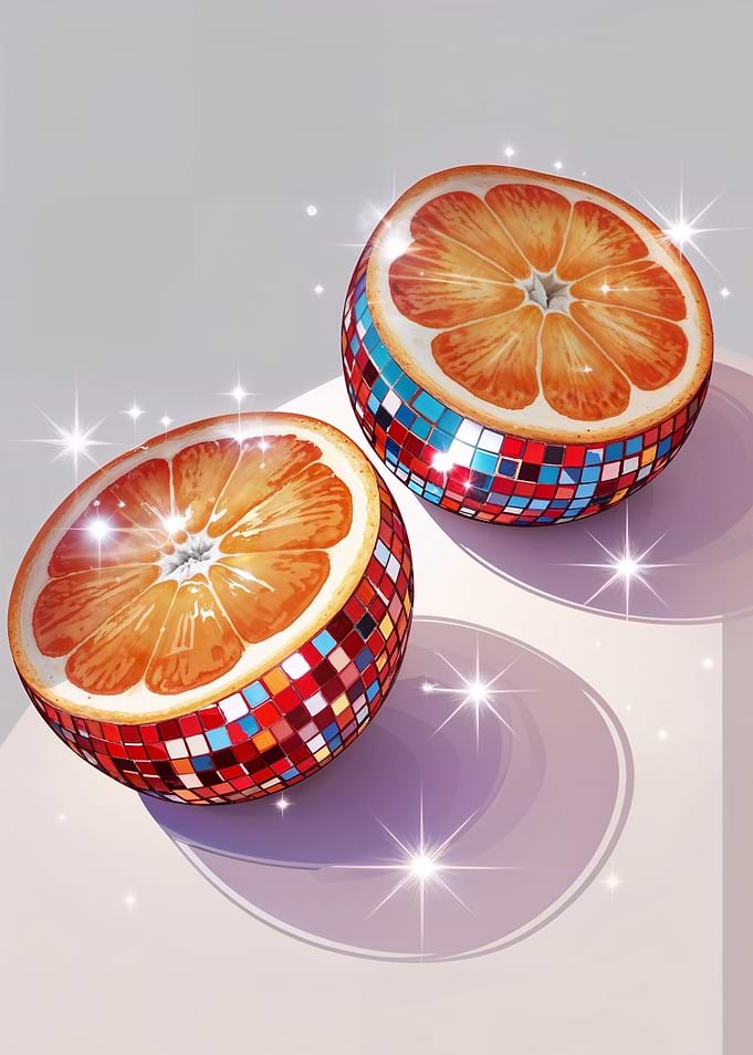 Orange Disco Ball Halves