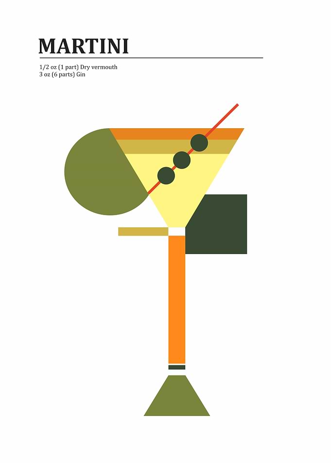 Abstract Martini Cocktail Recipe Art