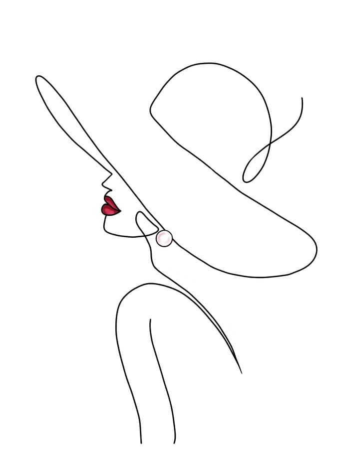 Woman Line Art with Hat