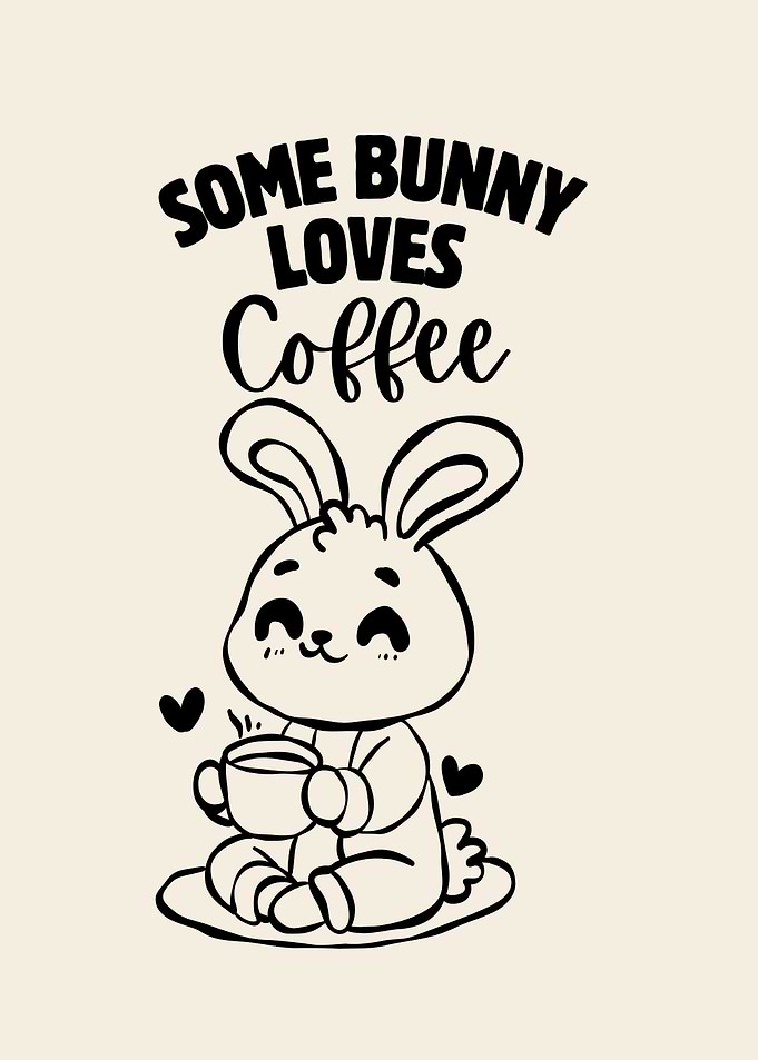 Bunny Loves Coffee Illustration