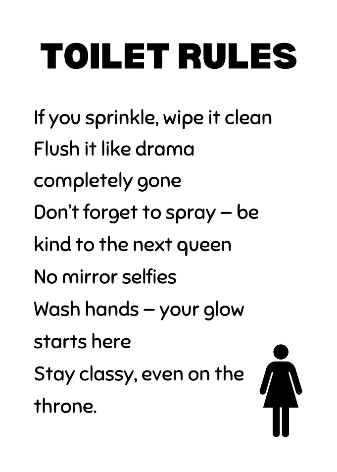 Toilet Rules Funny Bathroom Sign