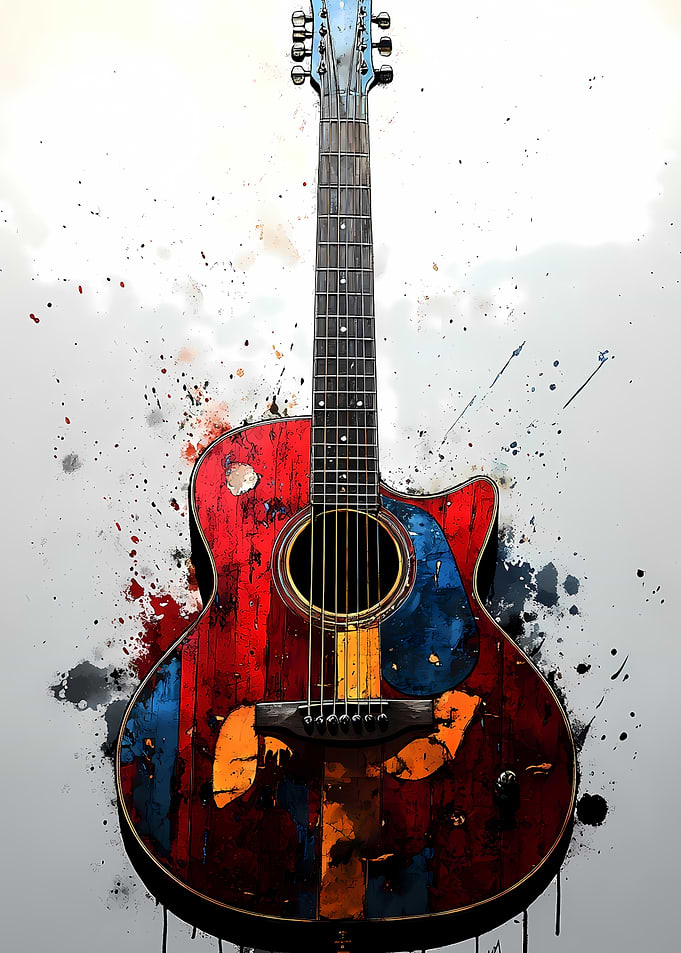 Colorful Acoustic Guitar Art