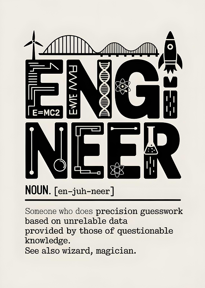 Engineer Definition Typography Art Print