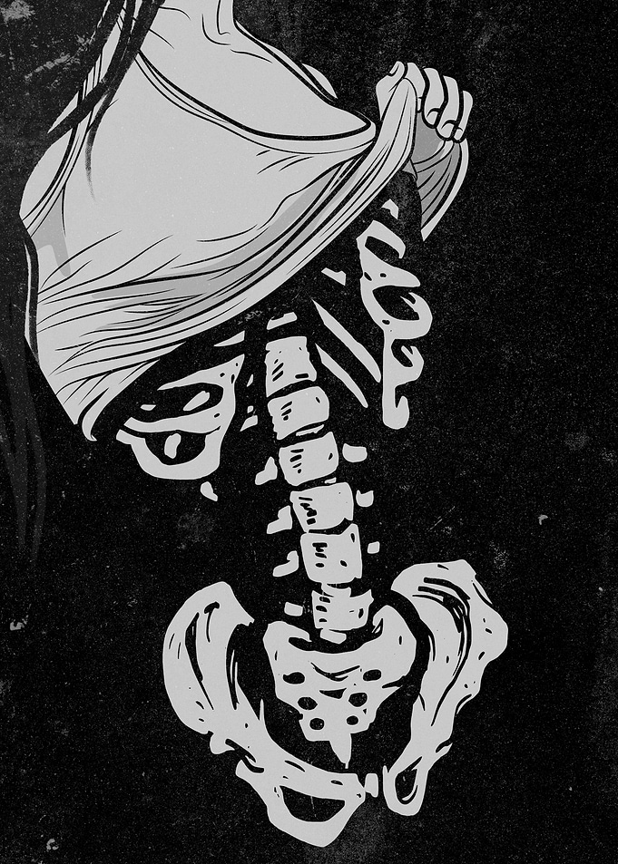 Skeleton with Shirt Illustration