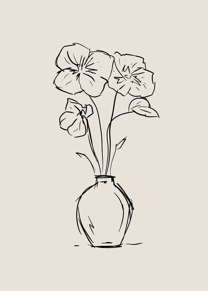 Floral Vase Line Art