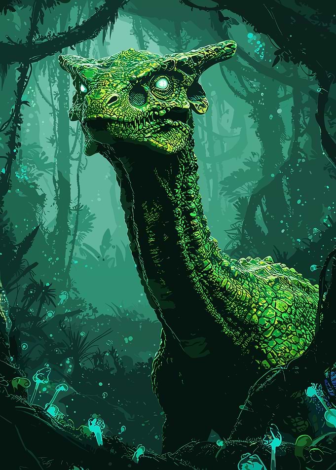 Dinosaur in Enchanted Forest