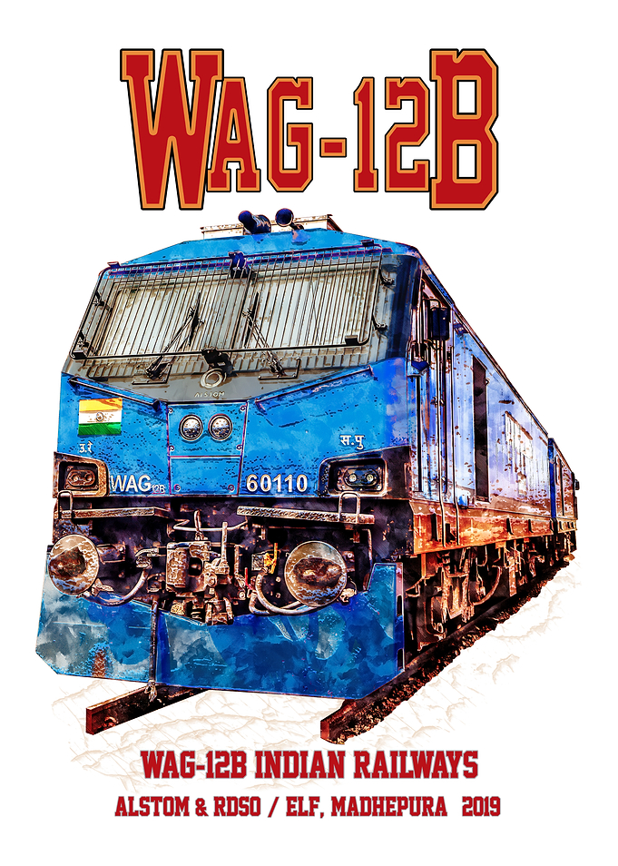 Alstom WAG-12B Electric Locomotive. WAG 12 modern Indian Railways. Freight Train WAG12 Loco.