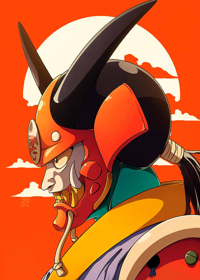 Samurai Warrior Mask with Horns