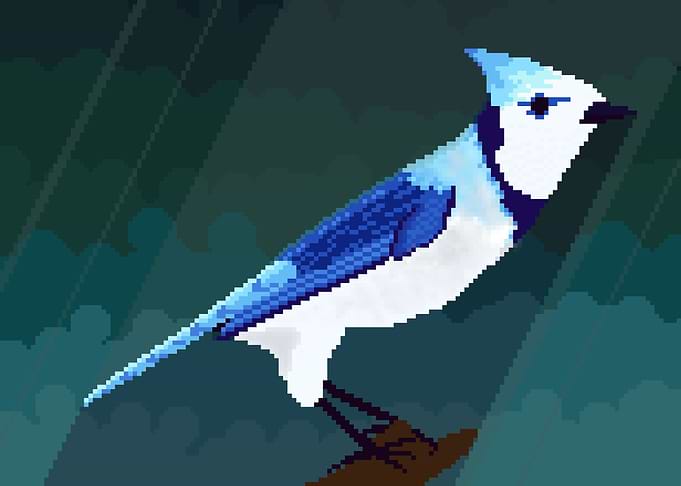 Pixel Art Blue Jay