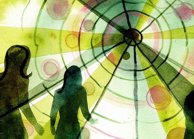 Watercolor Silhouettes and Geometric Design