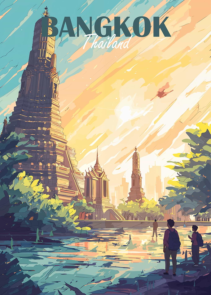 Bangkok Thailand Travel Poster