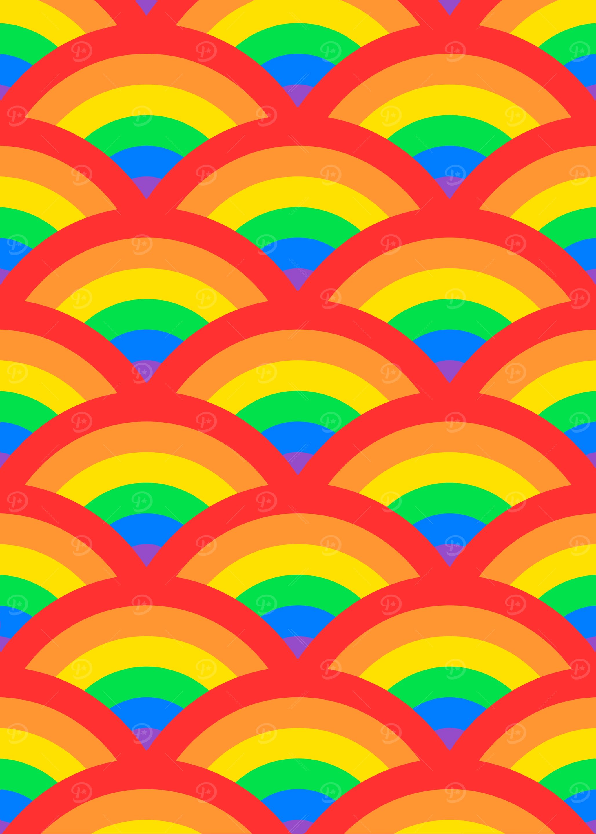 Rainbow Arches Pattern on Red Background