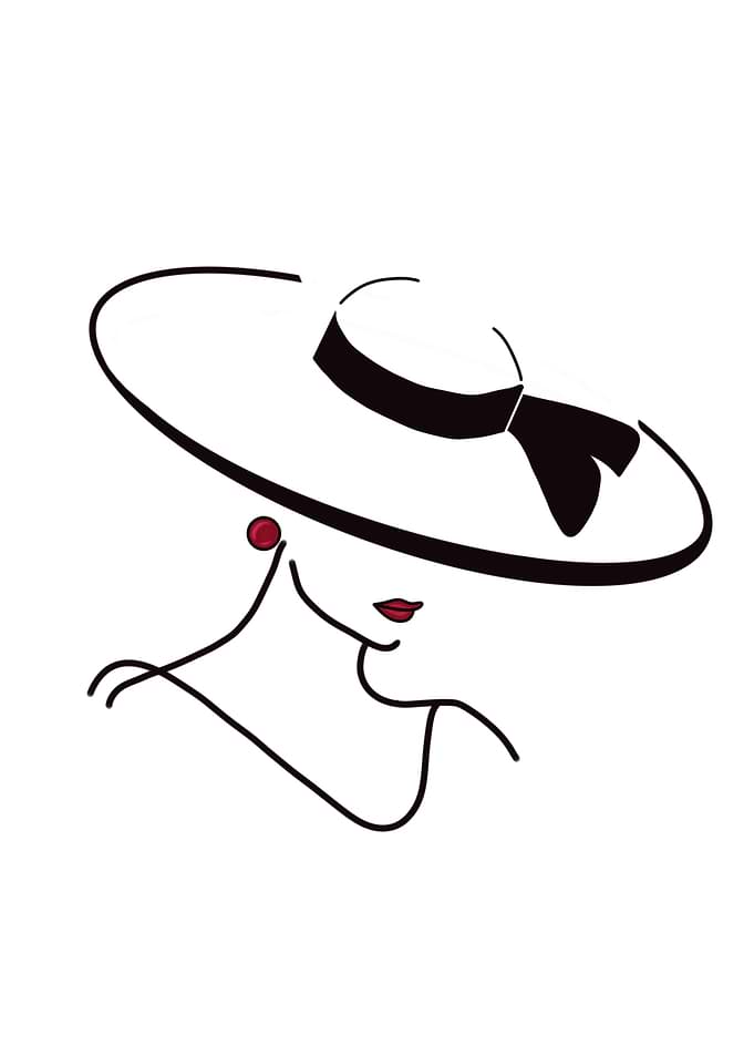 Elegant Woman with Hat Line Art