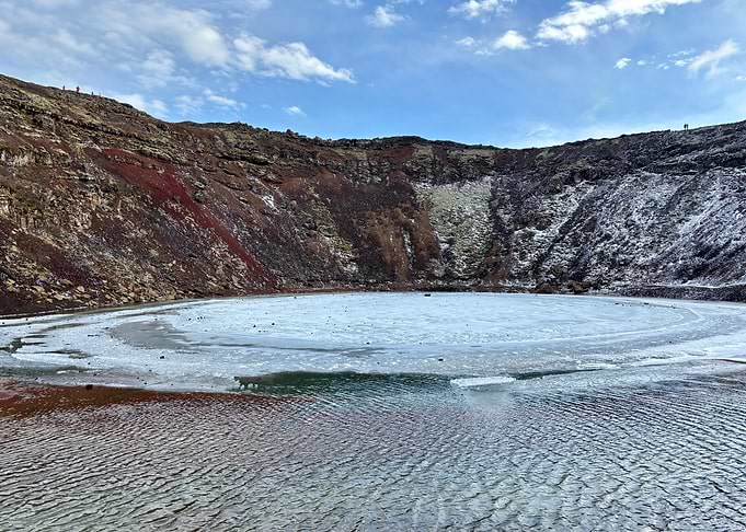 Crater Lake with Ice and Rock