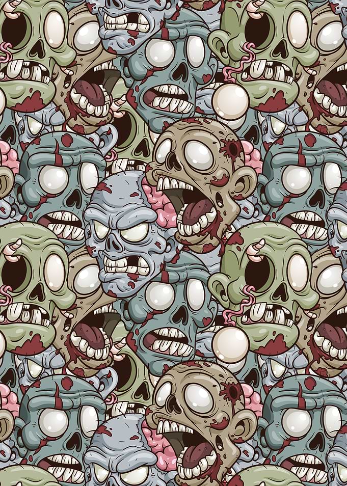 Cartoon Zombie Heads Pattern