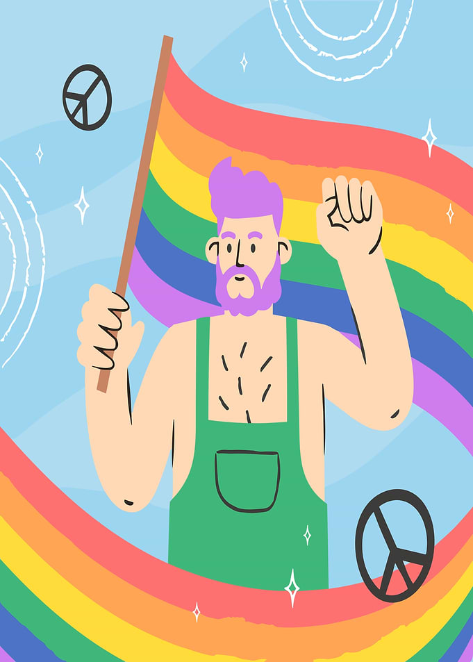 Pride Celebration with Rainbow Flag