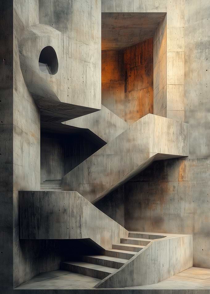 Abstract Concrete Staircase Architecture