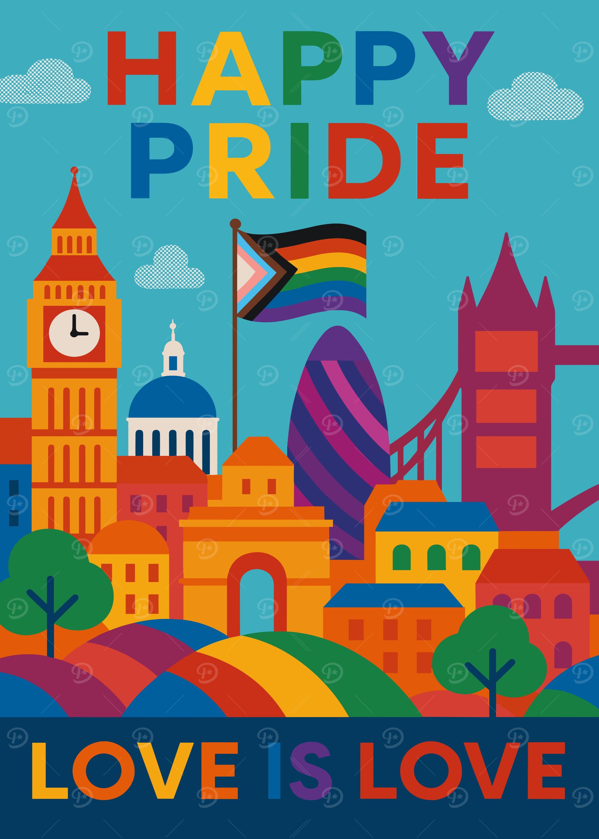 Happy Pride London Skyline Illustration