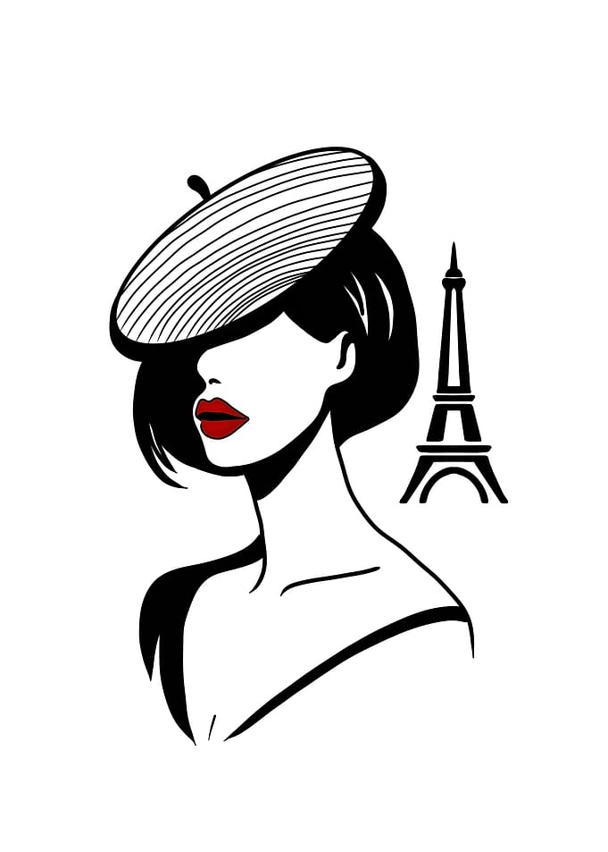 Parisian Woman with Eiffel Tower