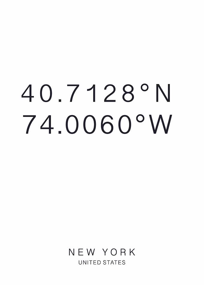 New York Coordinates Minimalist Art