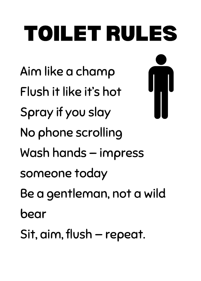 Funny Toilet Rules - Men