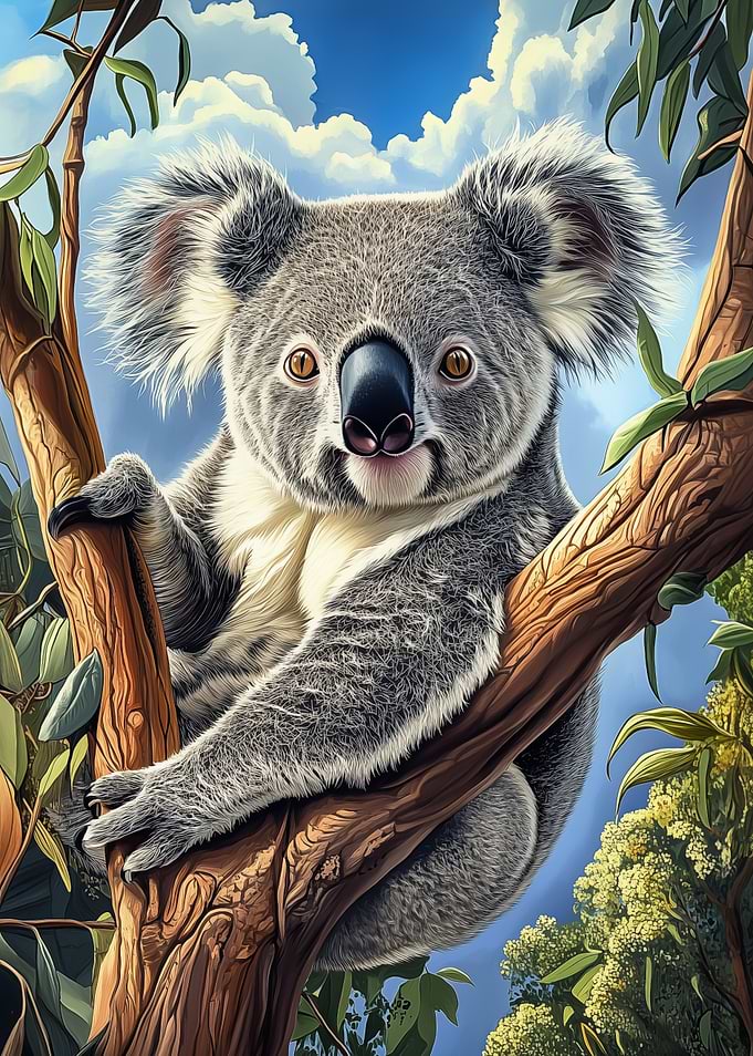 Koala in Eucalyptus Tree