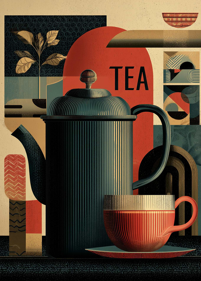 Tea Still Life Art Deco Style
