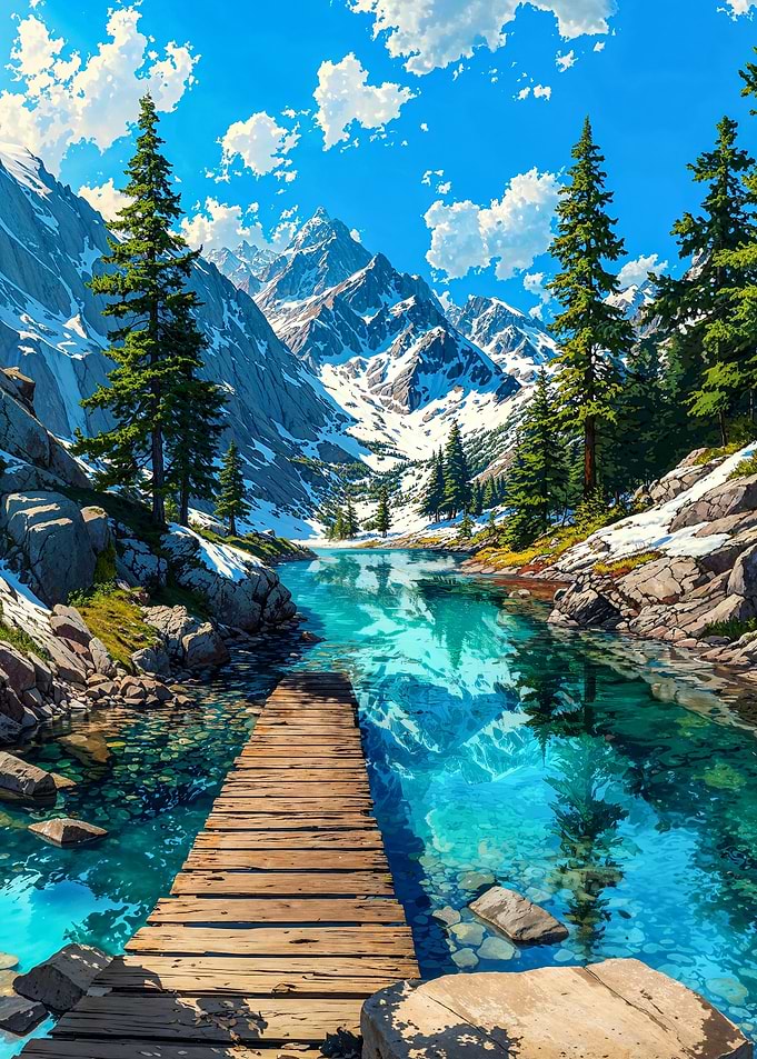 Anime Mountain Lake Landscape