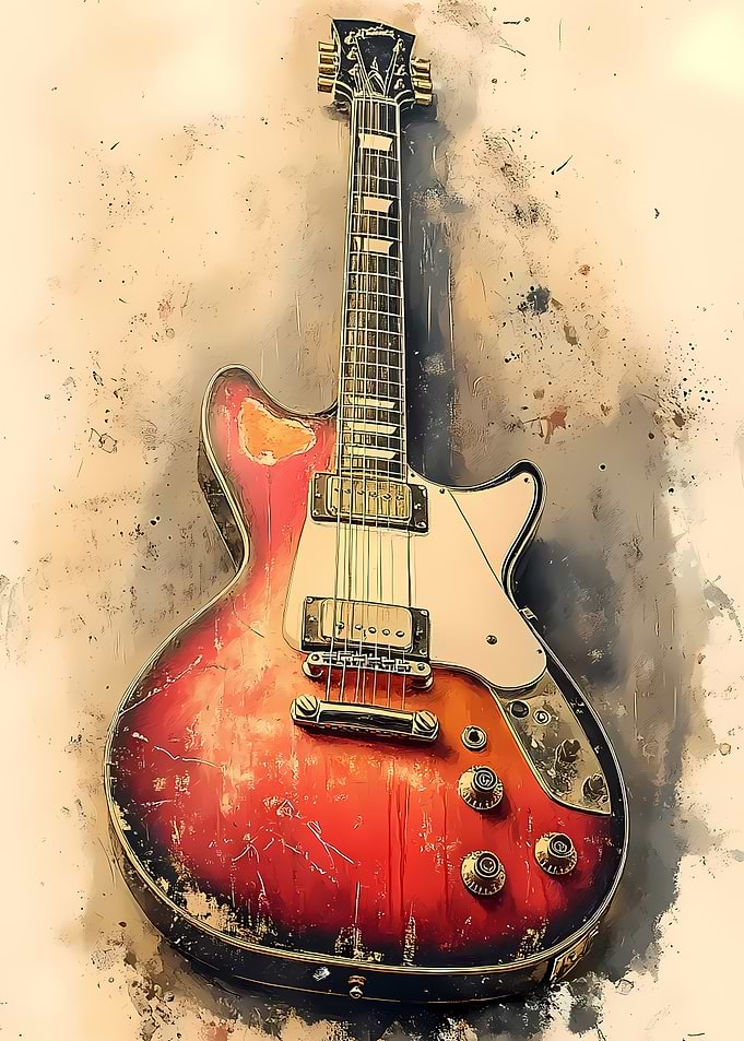 Vintage Electric Guitar Art