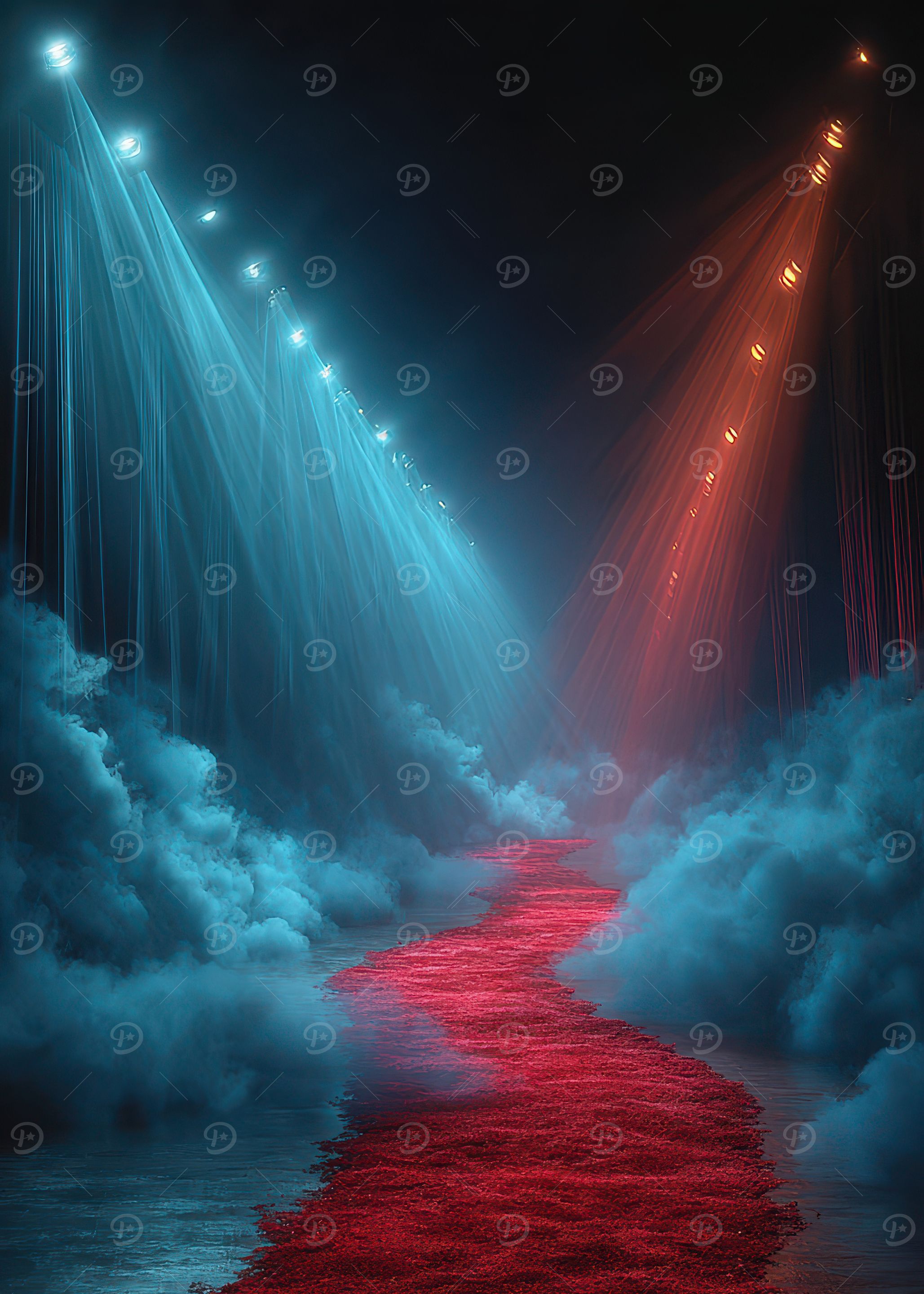 Red River with Blue and Red Lights