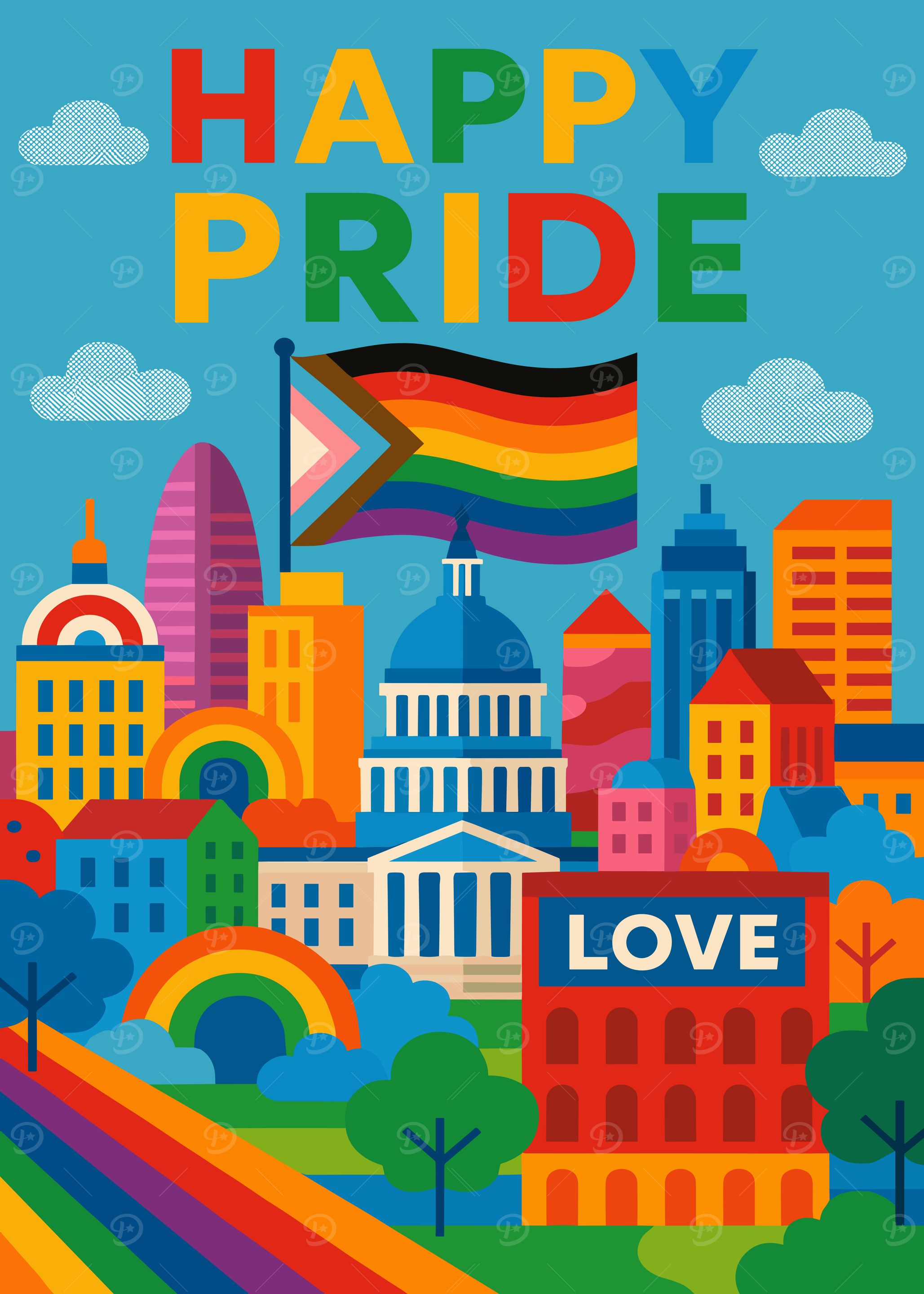 Happy Pride Cityscape Illustration