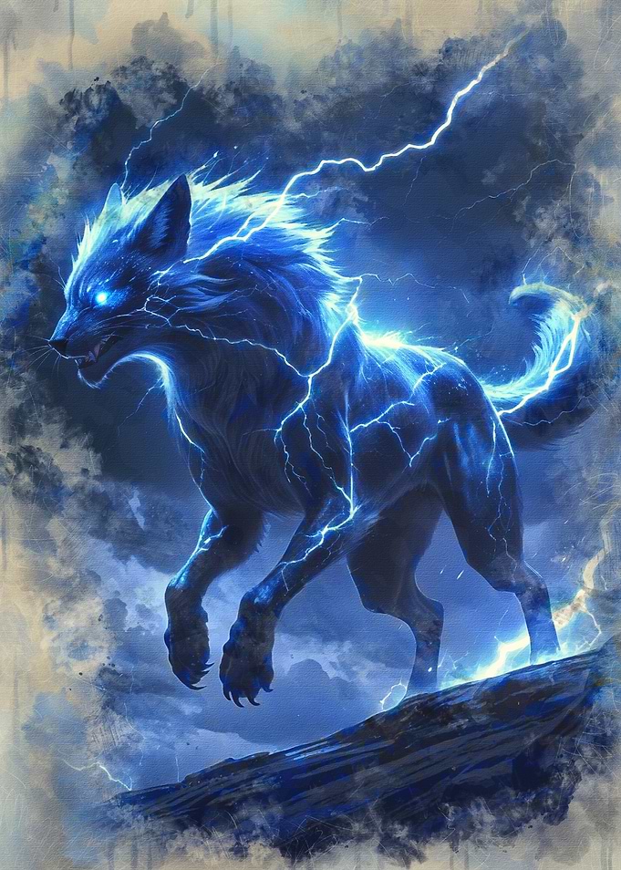 Electric Blue Wolf on Rocky Outcrop