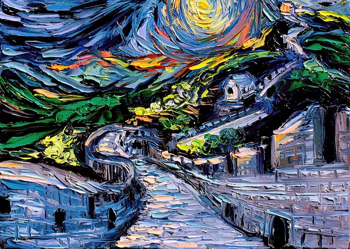 Great Wall of China Impressionist Painting