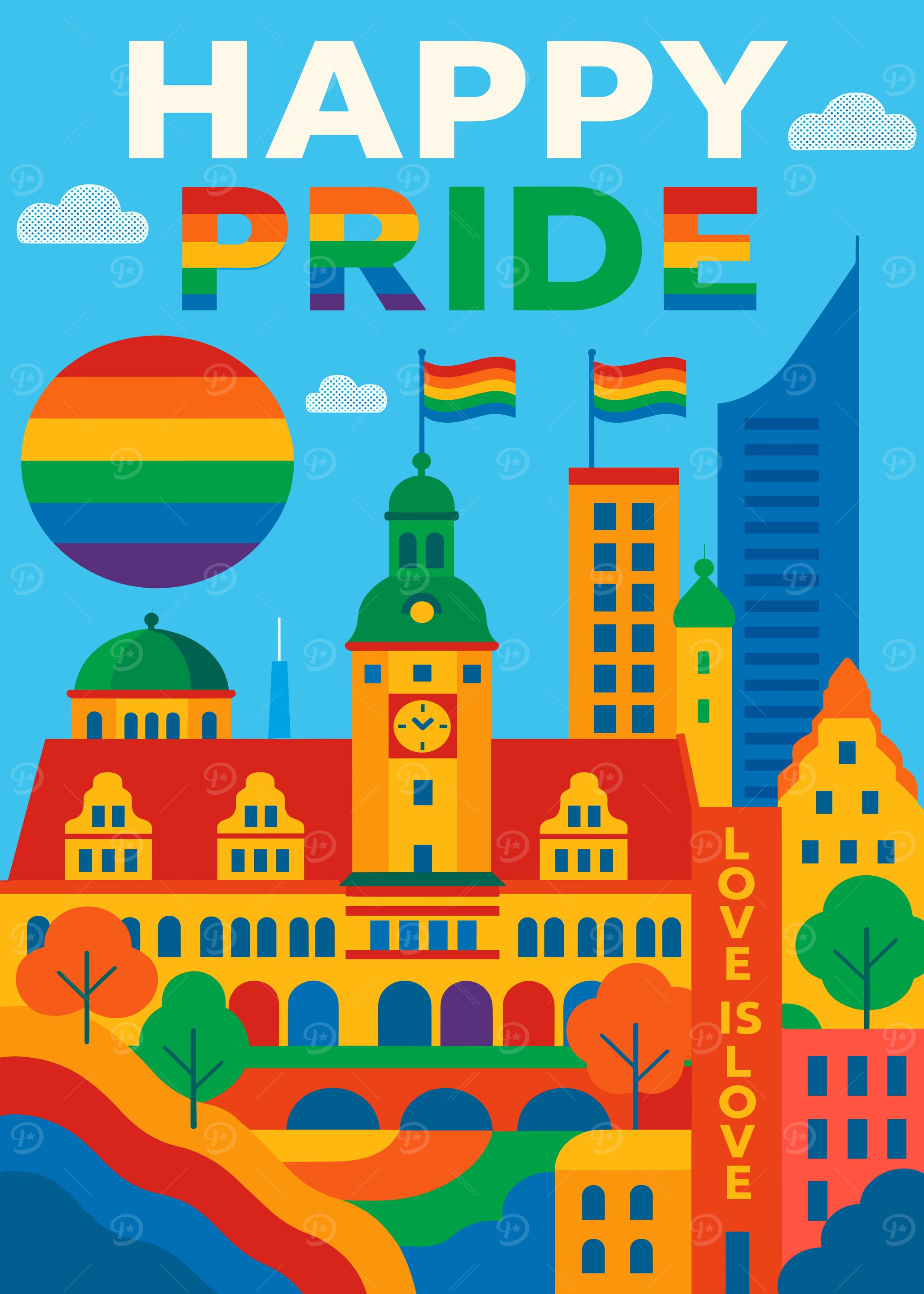 Happy Pride Cityscape Illustration