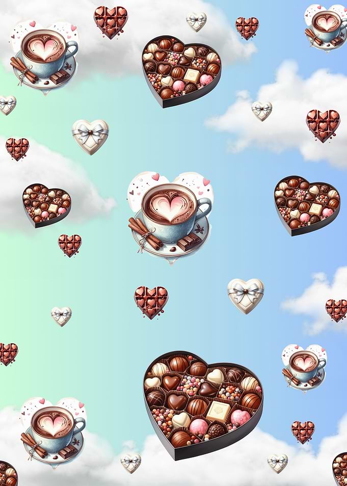 Valentine's Day Chocolate and Coffee Pattern