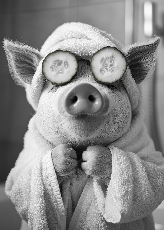 Pig Spa Day Funny Bathroom Poster