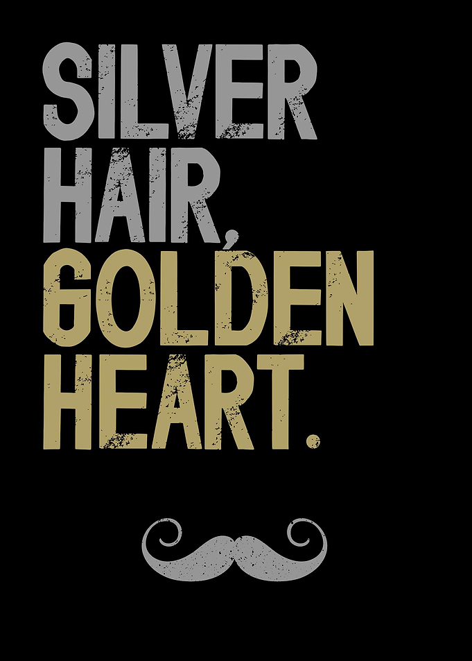 Silver Hair Golden Heart Grandpa Wall Art Gift for Dad or Papa