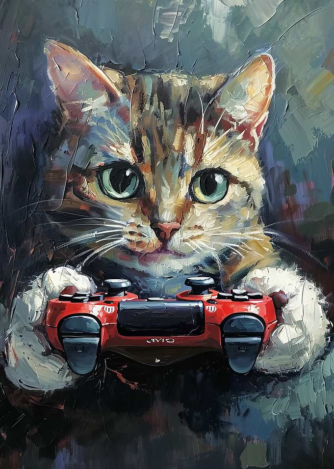 Gamer Cat Painting