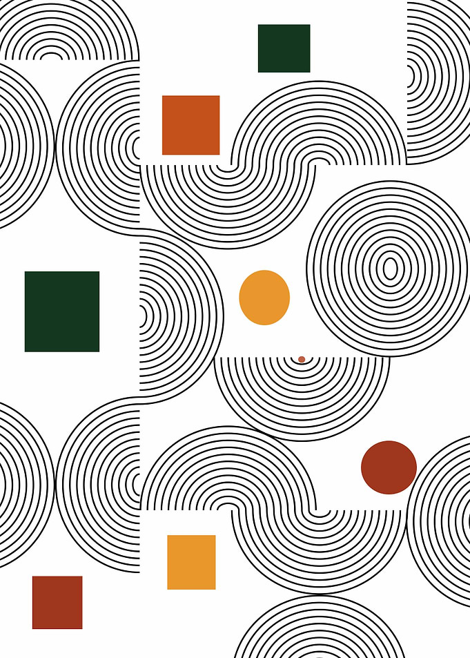Abstract Geometric Pattern with Circles and Squares