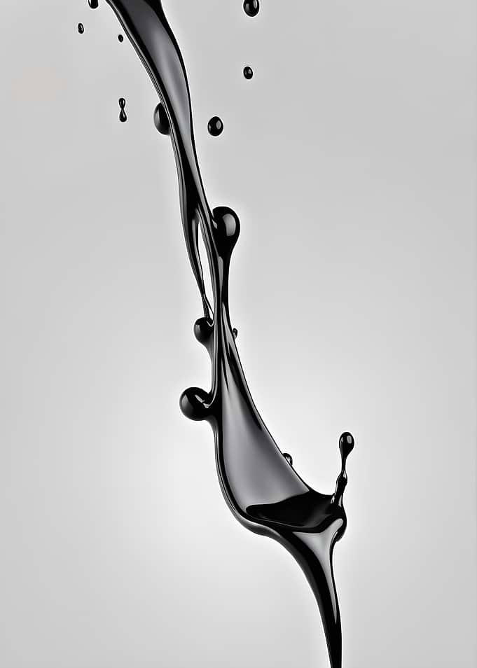 Black Liquid Splash on White Background