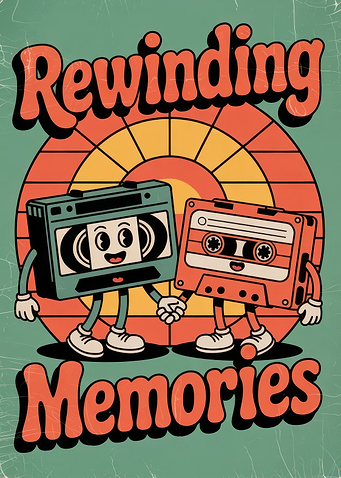 Rewinding Memories Cartoon Cassette Tapes - Vintage Music Lover Design