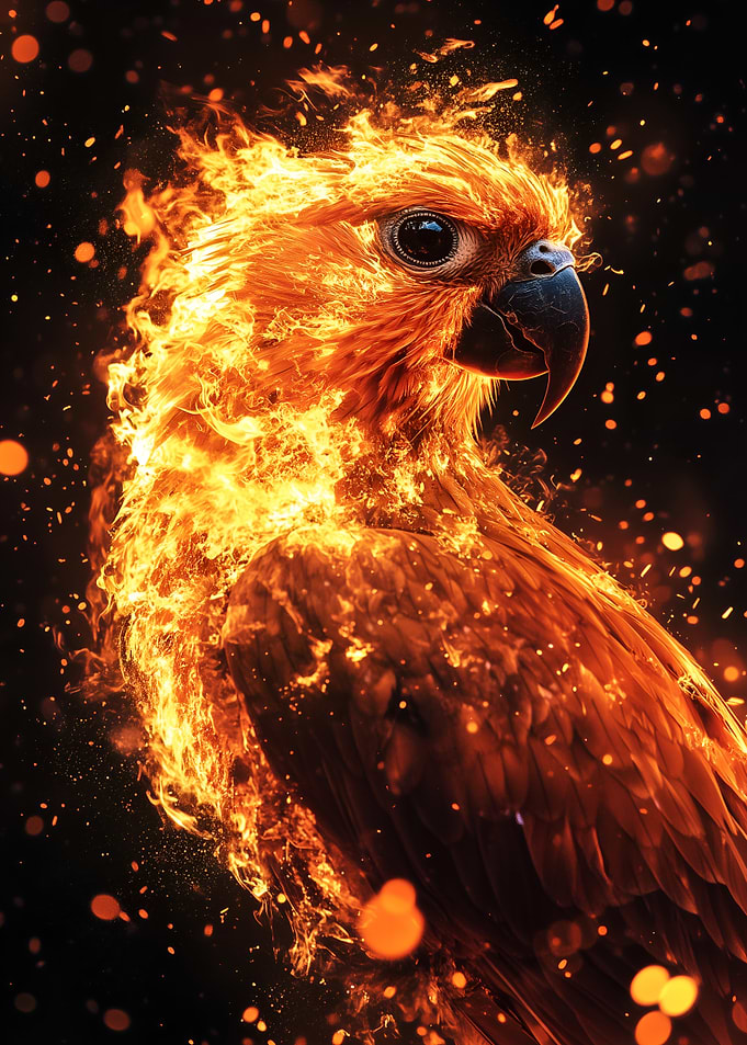Fiery Parrot Portrait