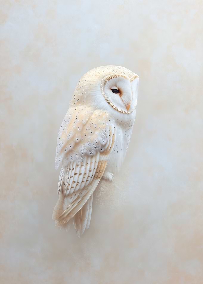 Elegant Barn Owl in Soft Light – Serene Wildlife Artwork