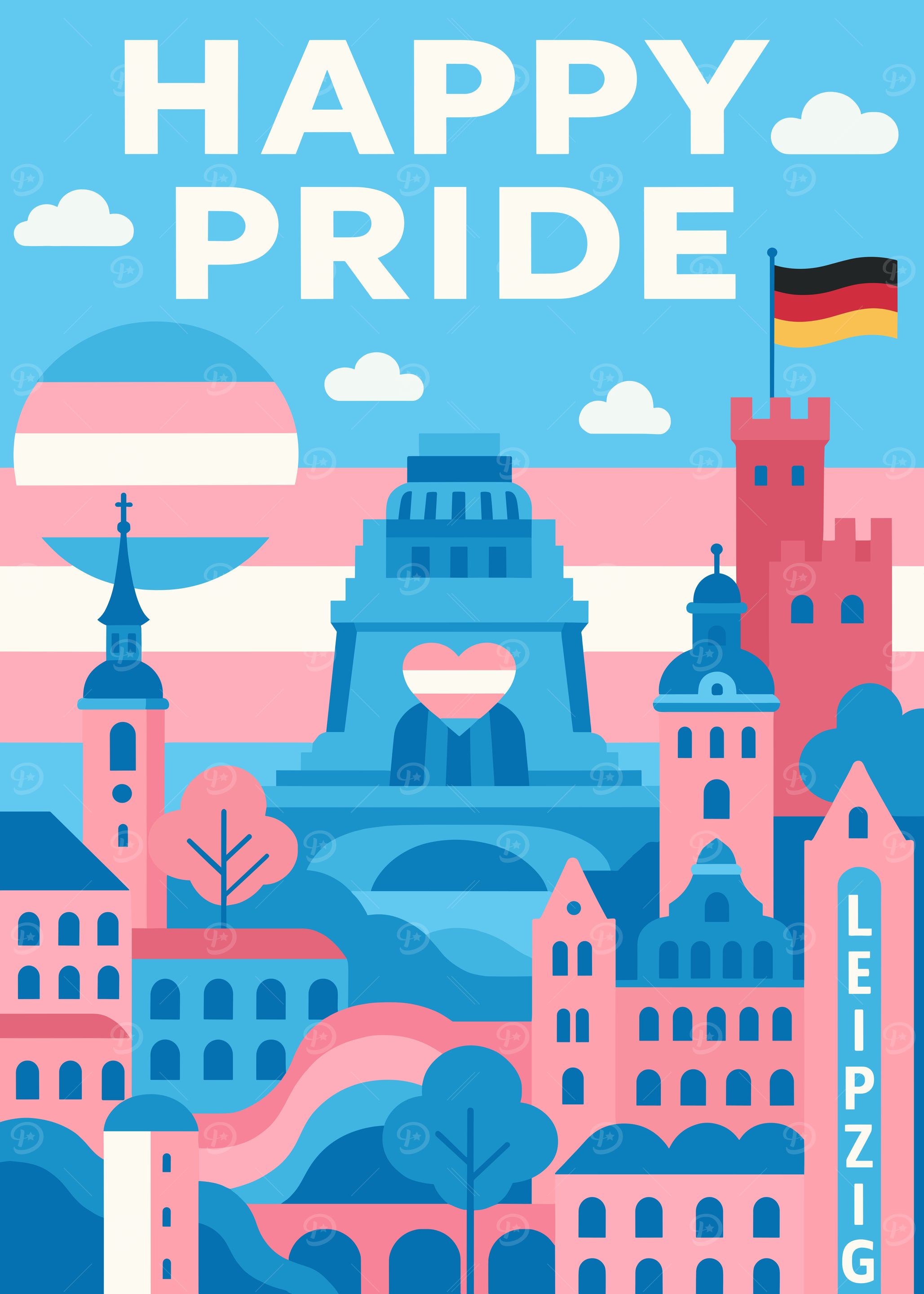 Happy Pride Leipzig Cityscape Illustration